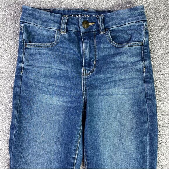 American Eagle Jeans Women’s 2 Blue Jegging Slim High Rise Medium Wash Denim - Picture 2 of 14
